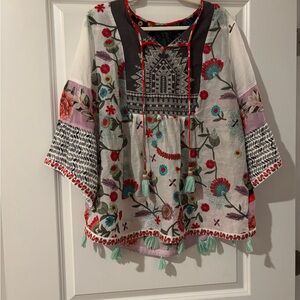 Floral Embroidered Boho Blouse